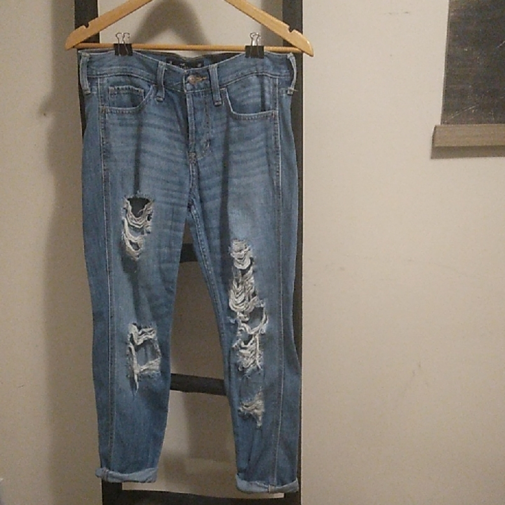 Women's Hollister Low Rise Boyfriend Distressed Jeans